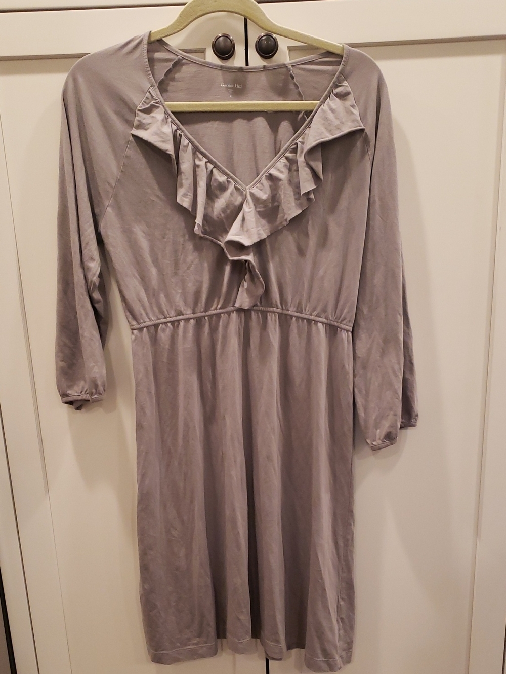 Garnet  Gray Ruffle V-Neck Dress